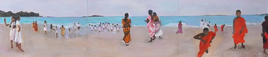 In der Dämmerung am Strand