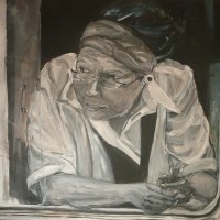 Kuba, Busfahrerin, Kuba, Acryl auf Leinwand (100X100)