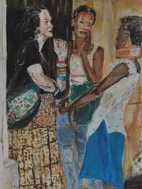 Kuba, Frauen unter sich, Acryl auf Leinwand (90X60)