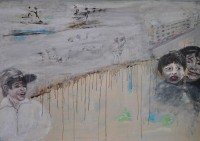 Auf der Flucht, Acryl mit Leinwand, (100X140)