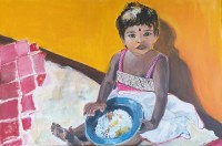 Ein Teller mit Reis, Acryl auf Leinwand, (80X120)